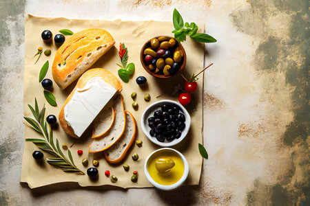 Italian food with Olives Ai generated imageの素材