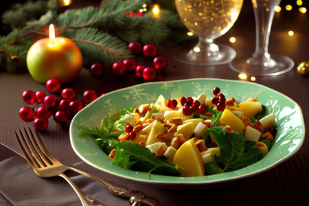 Homemade Salad with Apples Ai generated imageの素材