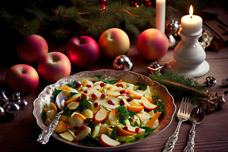 Homemade Salad with Apples Ai generated imageの素材