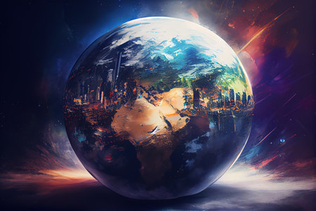 Planet earth global warming system image. Generative Aiの素材