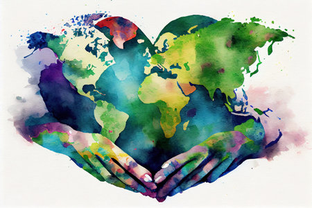 continuous drawing of the heart shaped world. Generative Aiの素材