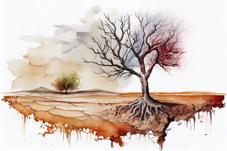 A drought landscape scene. Generative Aiの素材