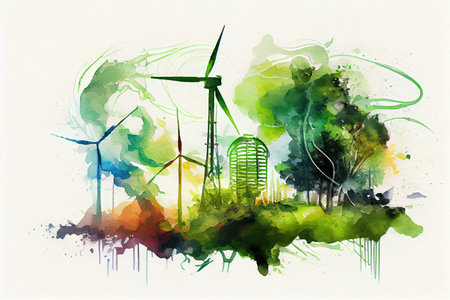 Renewable Energy. Hand holding light bulb energy sources for renewable.Generative Aiの素材