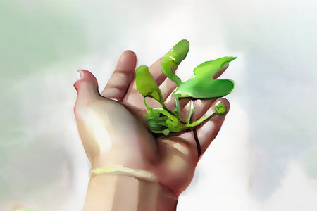 environment Earth Day In the hands of trees growing seedlings. Generative Aiの素材