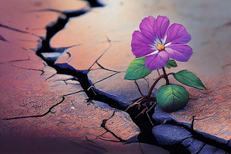 Concept: growing through asphalt, cement, struggle for life. Generative Aiの素材