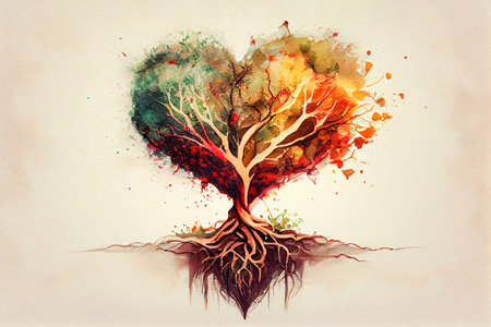 Heart, leaves and roots. Generative Aiの素材