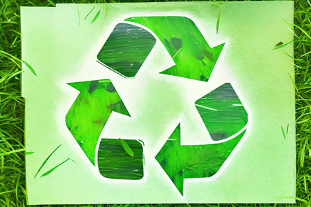Recycling sign and symbol background banner concept, watercolor oil painting effect. Generative Aiの素材