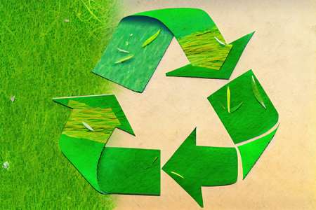 Recycling sign and symbol background banner concept, watercolor oil painting effect. Generative Aiの素材