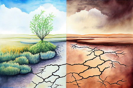 Concept of drought, climate change and global warming. Generative Aiの素材