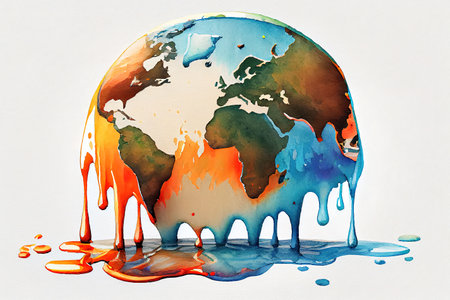 Watercolor melting earth design element. Generative Aiの素材