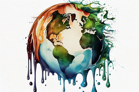 Watercolor melting earth design element. Generative Aiの素材