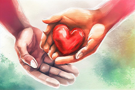 The concept of charity love donate and helping hand International cardiology day. Generative Aiの素材