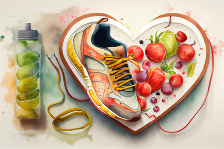 gym workout training class , weight scale and sports shoes in fitness center. Generative Aiの素材