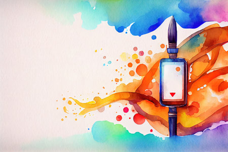 World diabetes day banner. watercolor oil painting effect. Generative Aiの素材