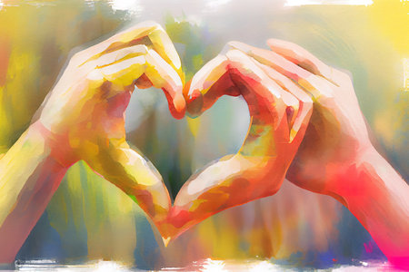 International Day of Friendship concept, watercolor oil painting effect. Generative Aiの素材