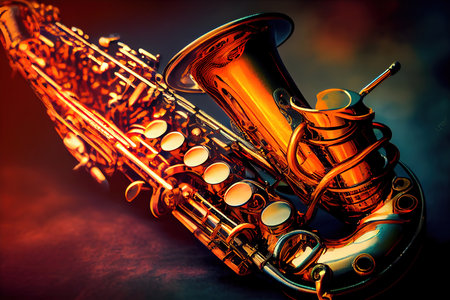 Saxophone girl player hands. Saxophonist playing jazz music. Generative Aiの素材