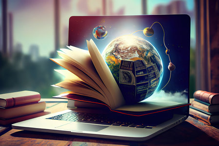 Online education, school study course, e-learning. Generative Aiの素材