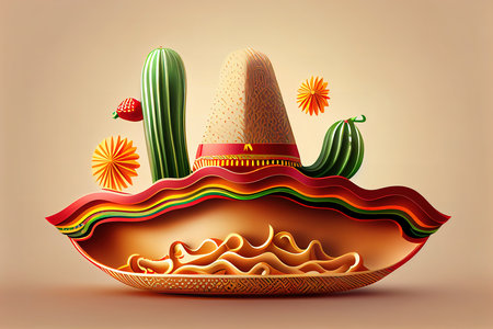 Mariachi musician or charro cowboy cartoon sombrero hats. Generative Aiの素材