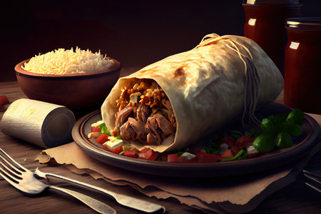 Pulled Pork Burrito Dinner. Generative Aiの素材