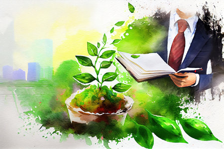 CSR concept and business planting, Sustainability of business concept. Generative Aiの素材