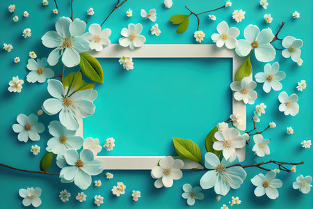 Happy Mothers Day corner border with paper flowers and gift tag. Generative Aiの素材