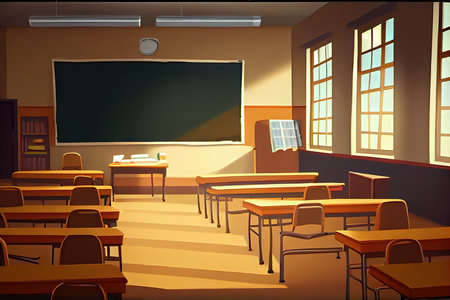 Empty defocused university classroom. generative ai. Business conference room. Generative Aiの素材
