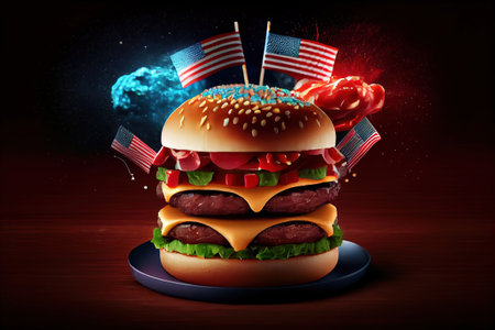 Delicious burgers for the us labor day. Generative Aiの素材