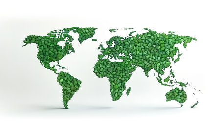 world map on green surface. Generative Aiの素材
