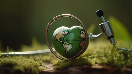 Top view world heart day concept. Generative Aiの素材