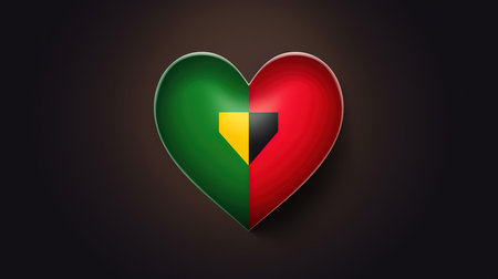 Pan-African Flag Heart. Vector Illustration of Love Heart Symbol in Colours of Pan. Generative Aiの素材