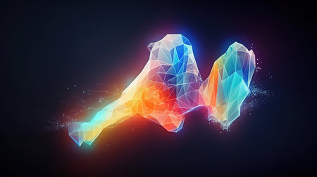 Polygonal triangle point line particle futuristic innovation medical center aid. Generative Aiの素材