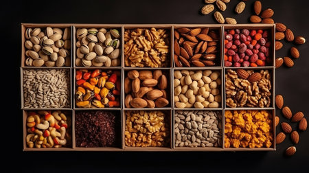 Peanuts, hazelnuts, almonds, cashews, pine nuts, pistachios. Generative Aiの素材