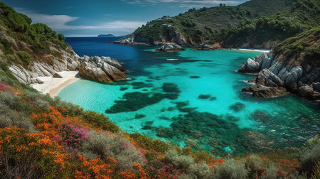 People resting on beach enjoy summer vacation. Generative Aiの素材