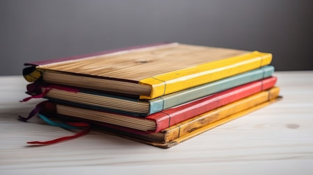 The book is in rustic style on a white table. Generative Aiの素材