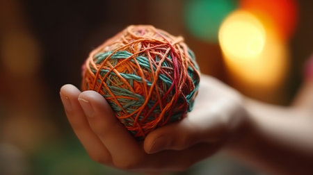 Beautiful female manicure on green with a festive element. Generative Aiの素材