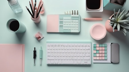 Flat lay of business agenda, Calendar plan doing business or activities monthly. Generative Aiの素材