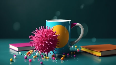 table and virus for back to school in virus crisis time content. Generative Aiの素材