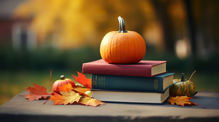 autum Books.Back to school.Halloween Books. Generative Aiの素材