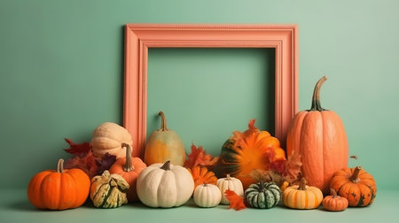 Top view of beautiful flowers with blank frame. Generative Aiの素材