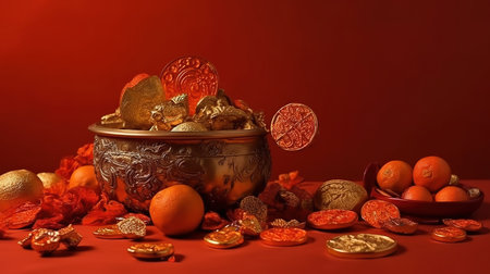 Chinese new year decorations made from red packet. Generative Aiの素材