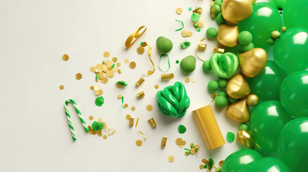 Decorations and props for St.Patrick 's Day party.High angle st patrick items . Generative Aiの素材