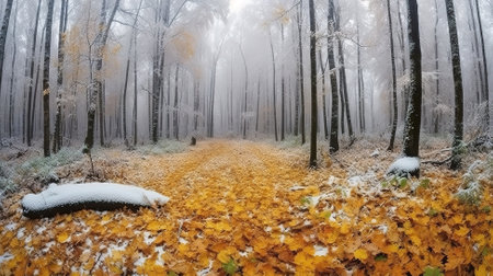 Panorama. Autumn view in Oulanka National Park landscape. Generative Aiの素材
