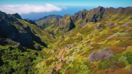 Beautiful scenic view of the rocks and the Atlantic Ocean in the morning on a sunny. Generative Aiの素材