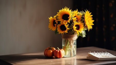 Books, glasses, markers and a bouquet of flowers in a vase on white. Generative Aiの素材