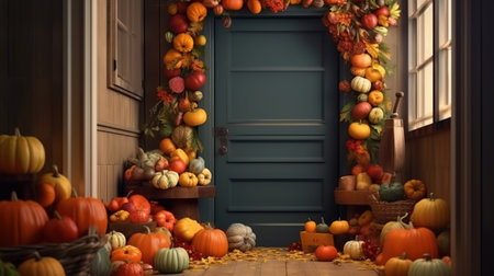 Festive cornucopia arrangement with delicious foods. Generative Aiの素材
