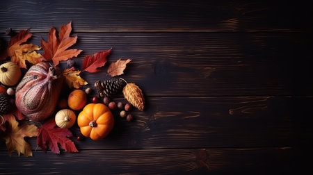 Autumn fall thanksgiving day composition with decorative pumpkins. Generative Aiの素材