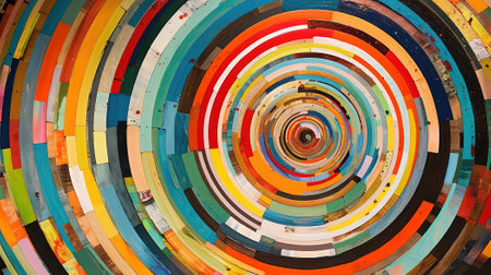 Painted strips of board in a colourful stripe collage.Abstract painting. Generative Aiの素材