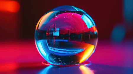 Closeup shot of glass marbles, Rainbow oil drops on a water surface abstract. Generative Aiの素材
