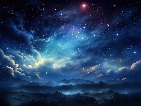 Beautiful cloudscape sunset evening dawn,romantic and scenic panorama with full moon on sea to night. Generative Aiの素材