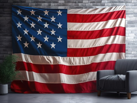 Amereican Flag display commemorating national holiday. Generative Aiの素材